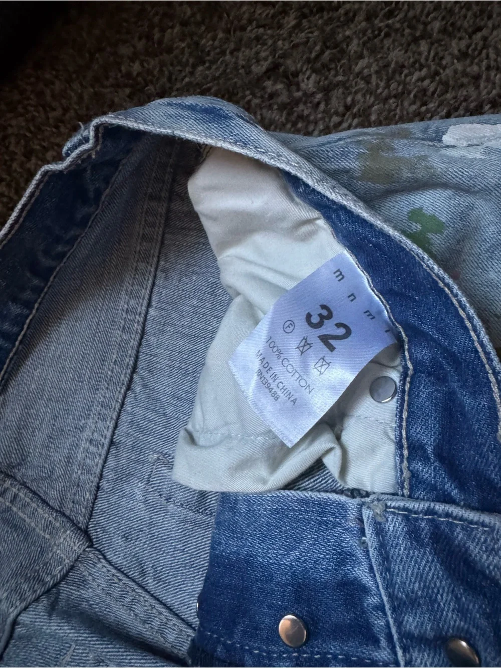 MNML Light Blue Distressed Paint-Splatter Jeans
